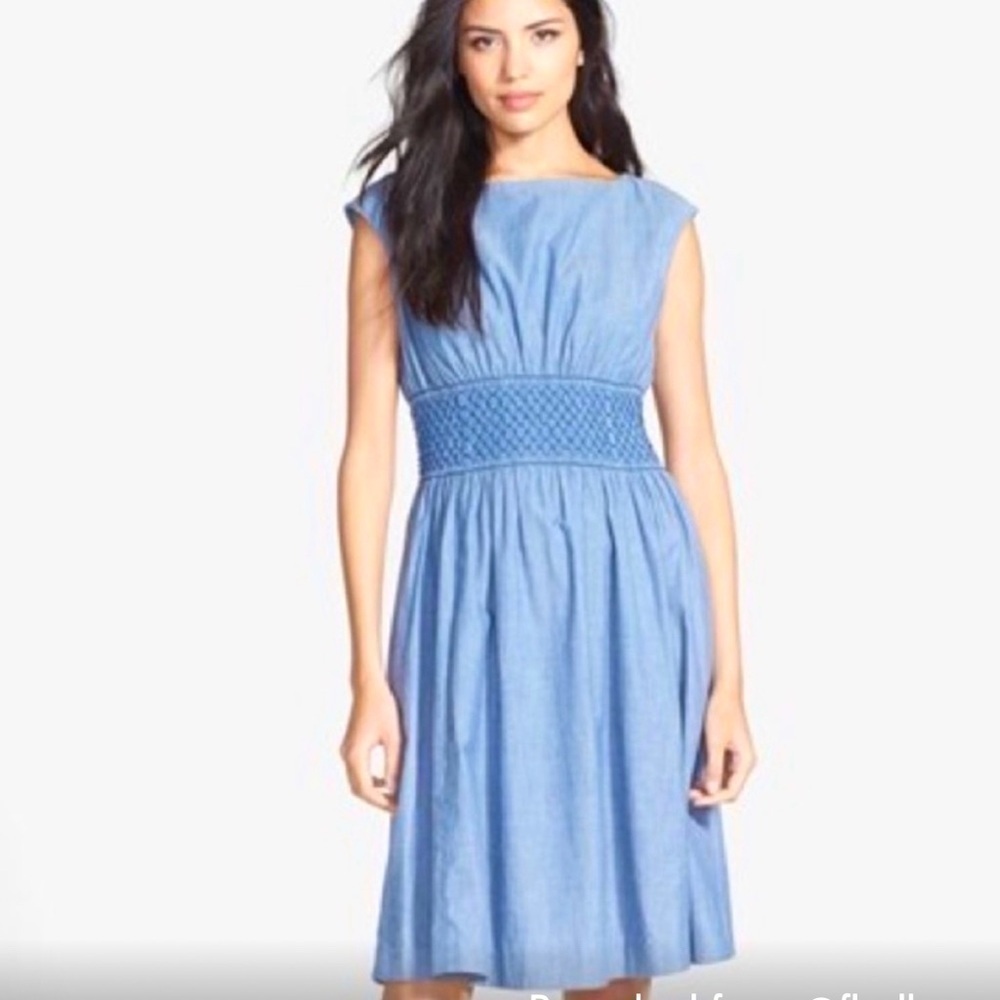 Kate Spade Blair Chambray Dress with pockets Sz 2 EUC - Hem Altered - Picture 1 of 10